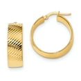 thumbnail image 1 of Boucles d'Oreilles Créoles Texturées et Polies en Or Jaune 14K, 1 of 2