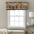 thumbnail image 3 of Retro Star Valance Curtain Shabby Texas Stars Mottled Old Wood Grain Country Window Valances Rod Pocket Short Curtains Window Treatments for Kitchen Bedroom Bathroom Laundry 60" x 14", 3 of 9