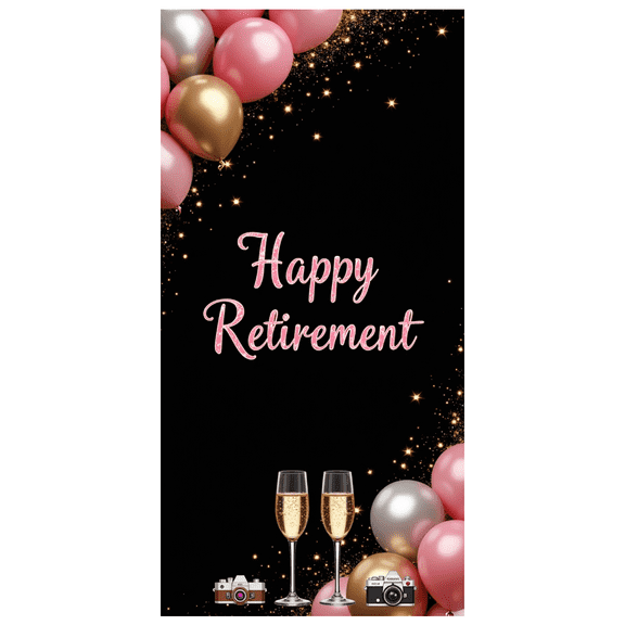LUUFILx Happy Retirement Party Banner Backdrop Celebration Background Decorations Photography Props Balloons Cheers Event Supplies Retirement Party