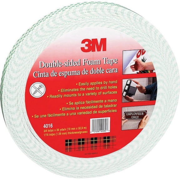 3m Double Sided Foam Tape,5 yd L,3/4" W 4016