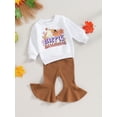 thumbnail image 3 of Wassery 2PCS Toddler Baby Girl Fall Outfits Set 6M 12M 18M 24M 3T 4T Infant Halloween Clothes Long Sleeve Letters Print Sweatshirt Tops+ Bell Bottoms + Headband Set, 3 of 8