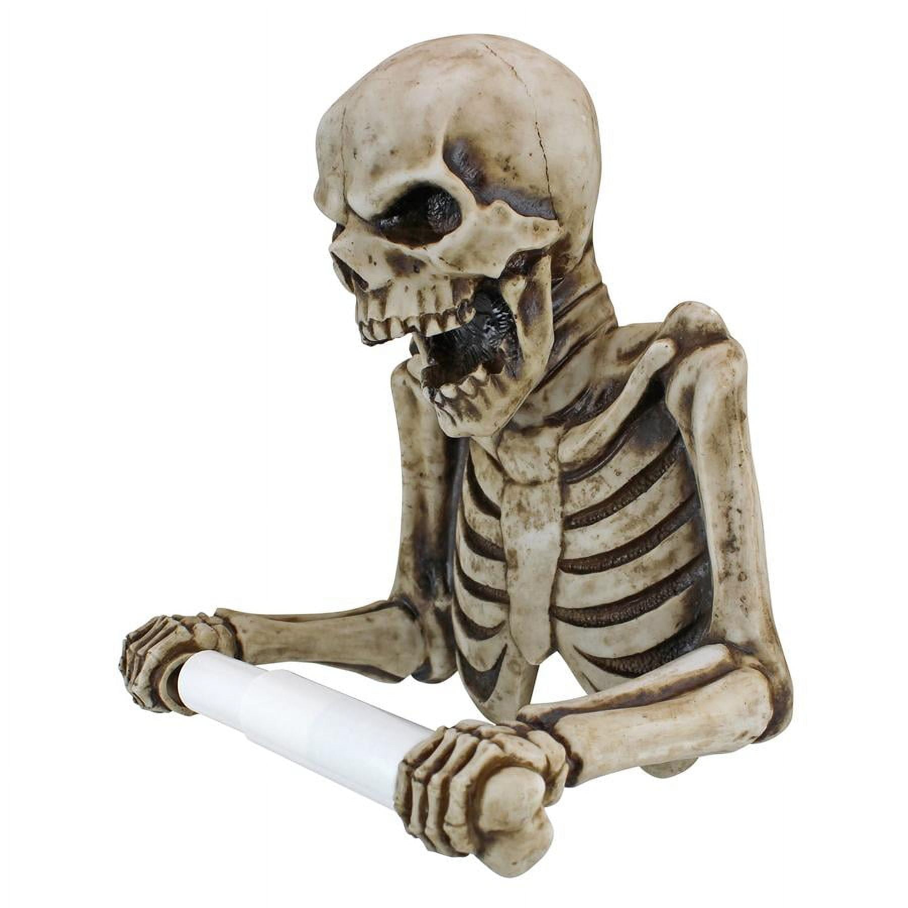 9.5 inch Brown and White Bone Dry Skeleton Toilet Paper Holder