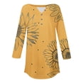thumbnail image 5 of Yellow Womens Tops 3/4 Length Sleeve Womens Tops 2025 Spring Neck Casual Print Tunic T Shirts Three Quarter Length Womens Tops Shirts for Women, 5 of 5