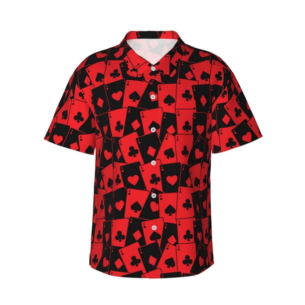 Balery Playing Cards Camisas hawaianas de manga corta para hombre, camisas playeras de corte holgado, camisas de vacaciones con botones,Medium