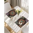 thumbnail image 5 of Black Boho Placemats Set of 8, Ethnic Country Colorful Abstract Floral Motifs Placemats for Dining Table, Place Mats for Kitchen Tabletop, Waterproof Wipeable Dining Table Mats Set, 5 of 9