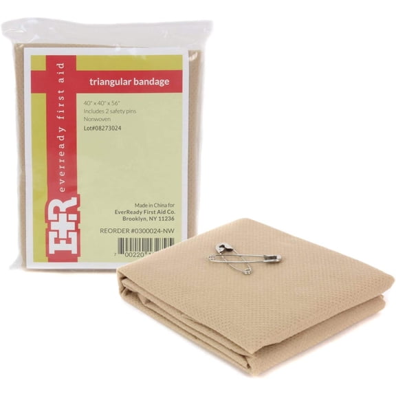Ever Ready First Aid Triangular Bandage, 40" x 40" x 56", 12-Piece-Non-Woven-Cotton-Triangular-Bandages