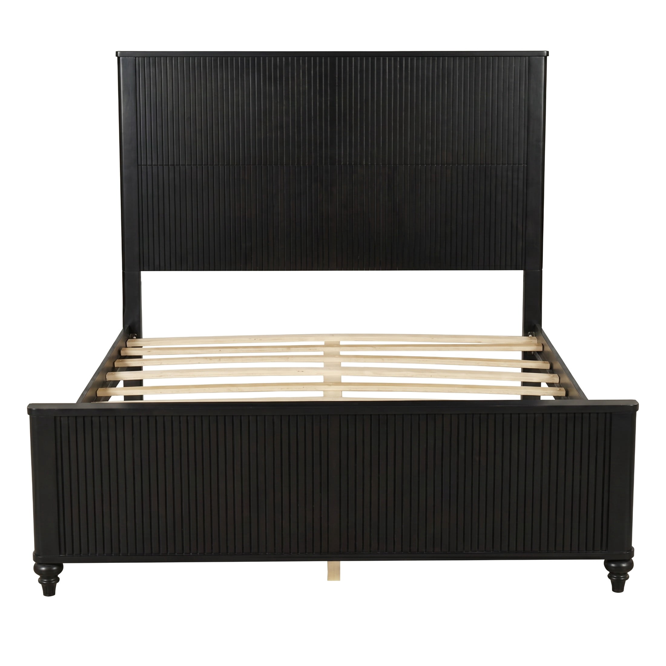 Christopher Knight Home Modern Wooden Queen Bed Frame with Grooved Headboard and Footboard, Black