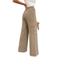 thumbnail image 5 of Nhthy Women's Solid Summer Drawstring Waist Cargo Pants Wide Leg Casual Loose Fit Trousers Khaki M, 5 of 6