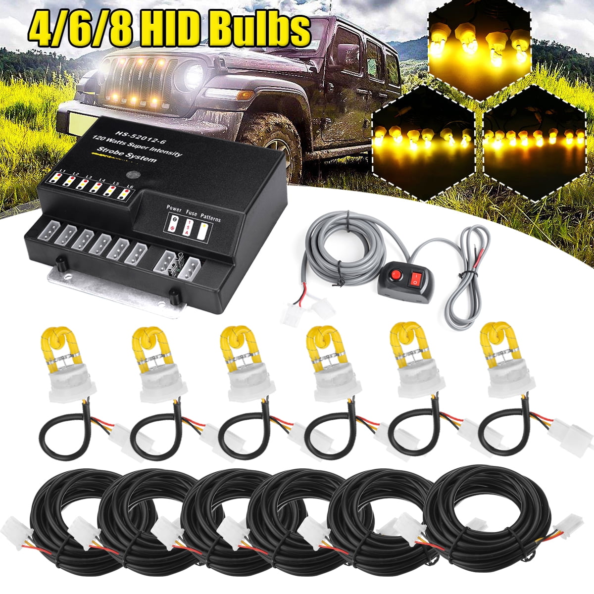 12V HID Bulbs Hide Away Emergency Hazard Warning Flashing Strobe Light