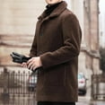 thumbnail image 4 of QUNYINEY Mens Coats Long Sleeve Brown Solid Faux Fur Overcoat Loose Button Down with Pocket Outerwear Coats, 4 of 7