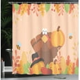 thumbnail image 3 of Ambesonne Thanksgiving Shower Curtain, Turkey Holding Pumpkin, 69"Wx84"L, Pale Peach Apricot, 3 of 4