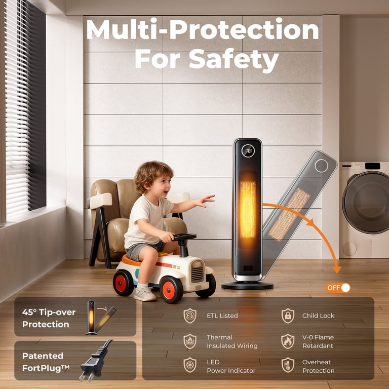 Patbrela 25-Inch Tower Space Heater, 1500W with Remote photo 3