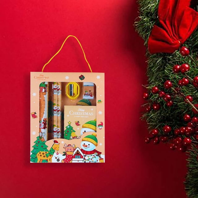 Christmas Kids Stationery Set - Notebook Pencils and Themed Holiday Items for