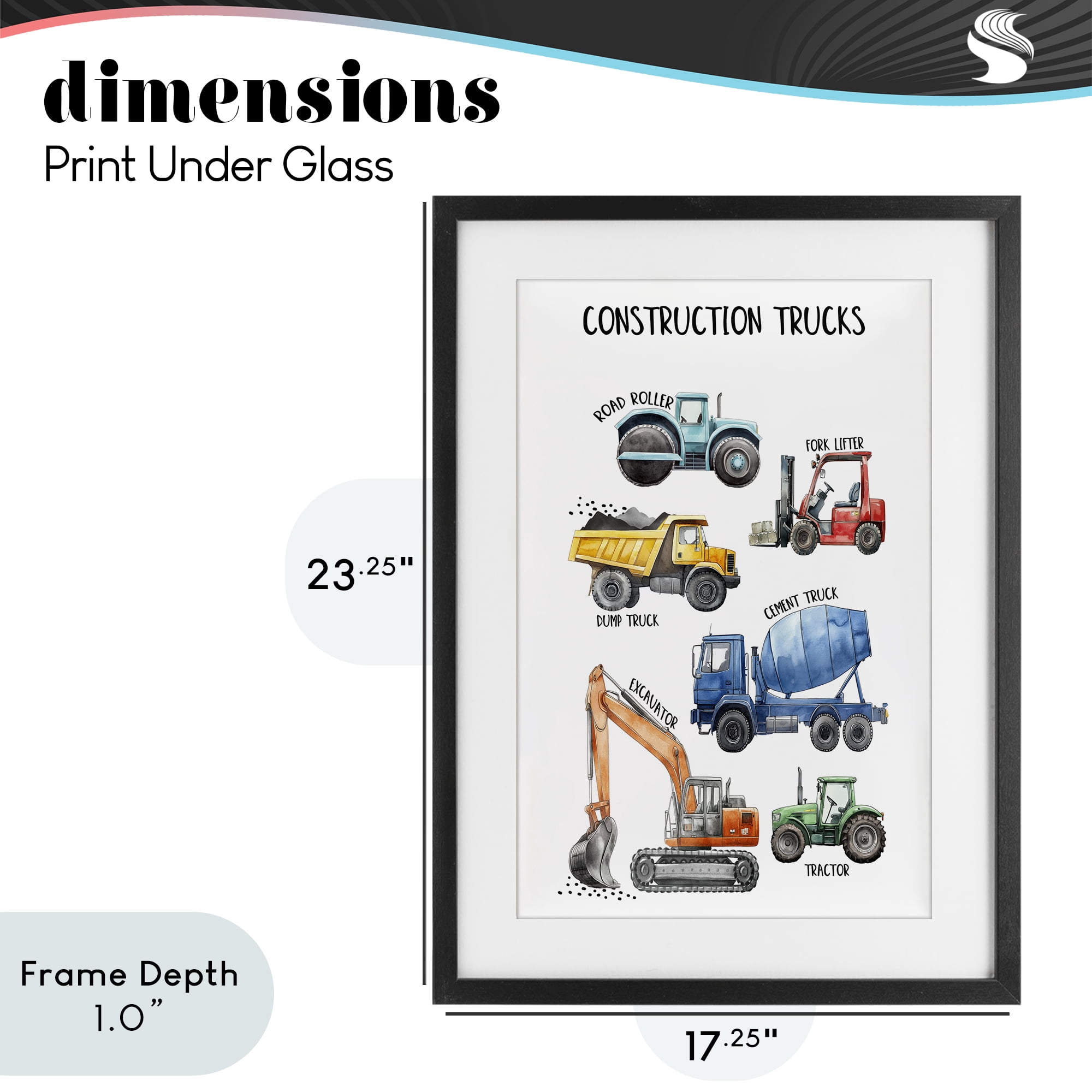 Stupell Industries Utility Trucks Construction Black Framed Print Under Glass, design by Christine Simpson Art