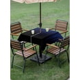 thumbnail image 4 of Outdoor Tablecloth with Umbrella Hole for Patio/Picnic/Party/Camping, Navy Blue Black Ombre Waterproof Table Cloth Square Cover Washable, Modern Abstract Striped Gradient (60"x 60"), 4 of 8