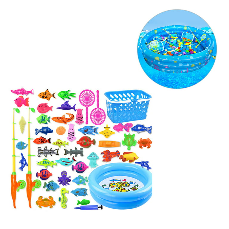 Magnetic Fishing Toy 47pcs/1 Set Kids Fishing Toys Baby Magnetic Fishing  Toys Funny Educational Toys Fishing Game Kit with 60CM Round Pool 