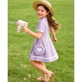 thumbnail image 5 of Lanbubble Toddler Girls Sporty Tennis Dress With Bag Short Sleeve Casual Polo Dress Purple Dress For Girls 3-7 Years, 5 of 9