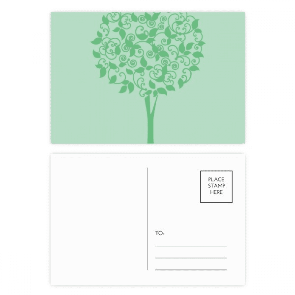 green round tree flower postcard set birthday mailing thanks greeting card