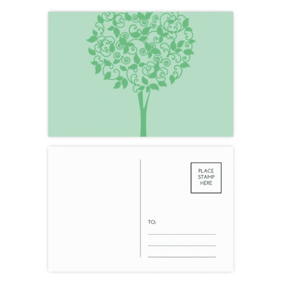 green round tree flower postcard set birthday mailing thanks greeting card