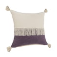 thumbnail image 3 of Laddha Home Designs Loomed Color Block Tassel Fringe Cotton Throw Pillow - 20" - Purple and Cream, 3 of 9