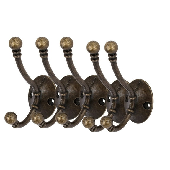 Uxcell Door Hallway Bathroom Screw Mounted Metal Wall Hooks Bronze Tone 5 Pcs