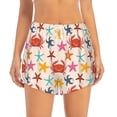 thumbnail image 4 of Lsque Crabs And Seastars Printed Women's Running Shorts with Liner Pockets,Elastic Quick Dry Workout Athletic Gym Yoga Shorts,Womens High Waist Shorts-XX-Large, 4 of 9