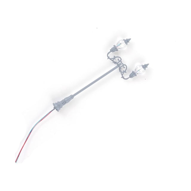 Yuarrent 1:87 lámparas de modelo de doble cabeza estilo Vintage diseño de ferrocarril patio calle cristal DIY artesanía luz miniatura parque de Artesanía Luz gris/blanca Yuarrent HA066734-07
