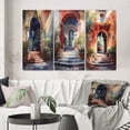 thumbnail image 1 of Designart "Rustic Stairway Welcoming Cottage Entry III" Farm Wall Art Set Of 3 - Country Red Canvas Set For Living Room Decor, 1 of 6