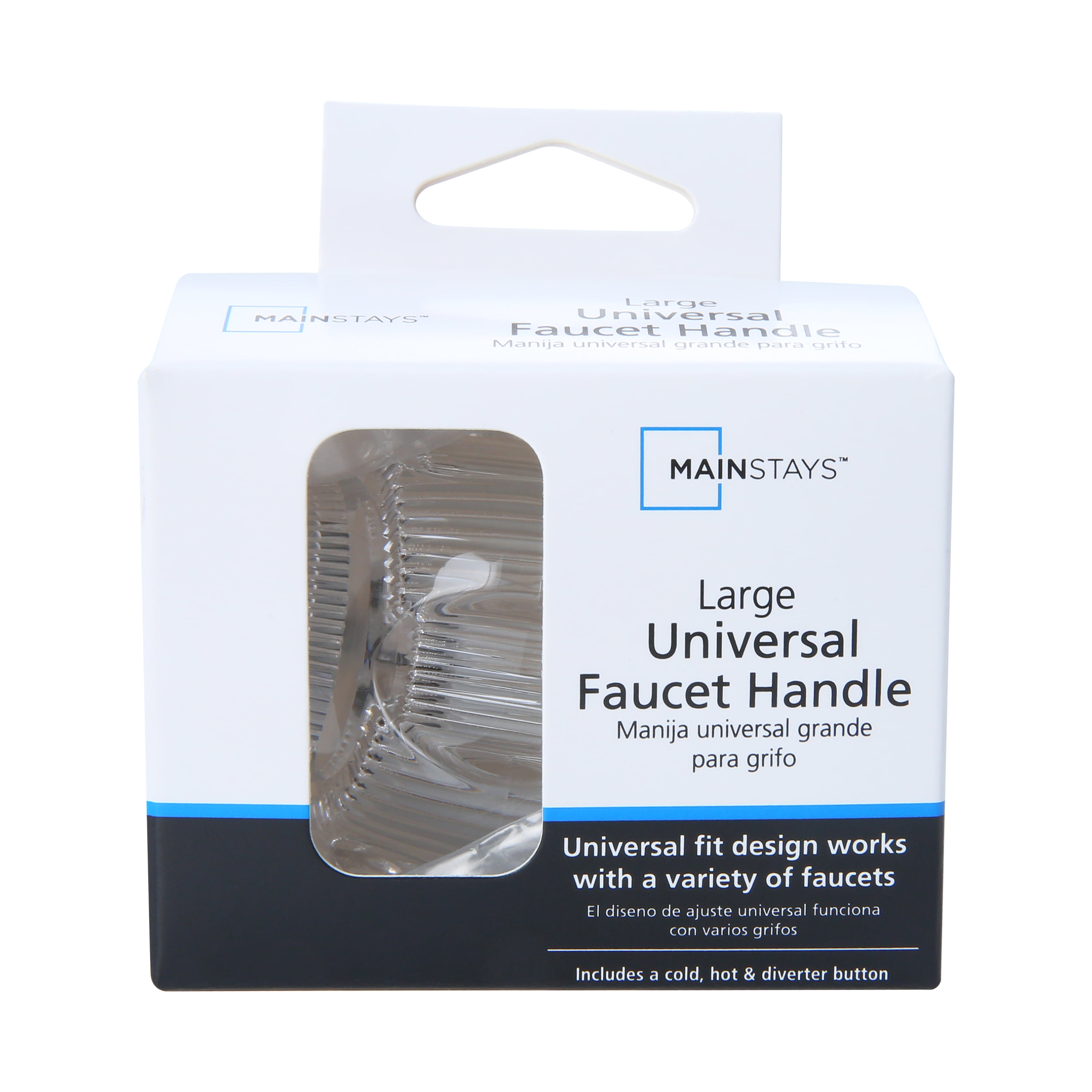 Mainstays Universal Acrylic Faucet Replacement Knob with Hot and Cold Indicators, 1 pack, Clear