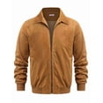 thumbnail image 6 of COOFANDY Men's Flight Suede Jacket Aviator Bomber Jacket Vintage Suede Jaket Leather Coat, 6 of 8