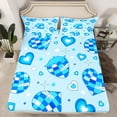 thumbnail image 2 of Manfei Plaid Love Heart Bed Sheets, Blue Cartoon Strawberry King Sheets, Teens Kids Boys Girls Sheet Set, Lightweight Room Decor, 4 Pieces, 2 of 7
