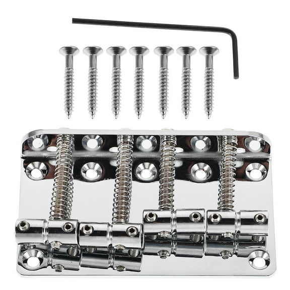 FRCOLOR Electric Bass Bridge 4 String Fixed Bass Bridge Stable And Comfortable For Guitar Bridge Replacement Metal Finish For Enhanced Aesthetics