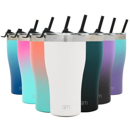 Simple Modern 22oz Slim Cruiser Tumbler with Straw & Closing Lid Travel Mug - Gift Double Wall Vacuum Insulated - 18/8 Stainless Steel Water Bottle - Winter White