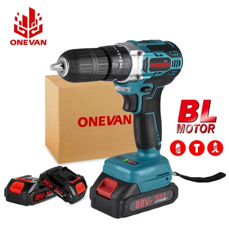 20V Cordless Drill Set, Electric Power Drill Brushless Compact Driver Drill with Work Light, Max torque 54Nm, 3-Variable Speed & 2PCS Battery and Fast Charger