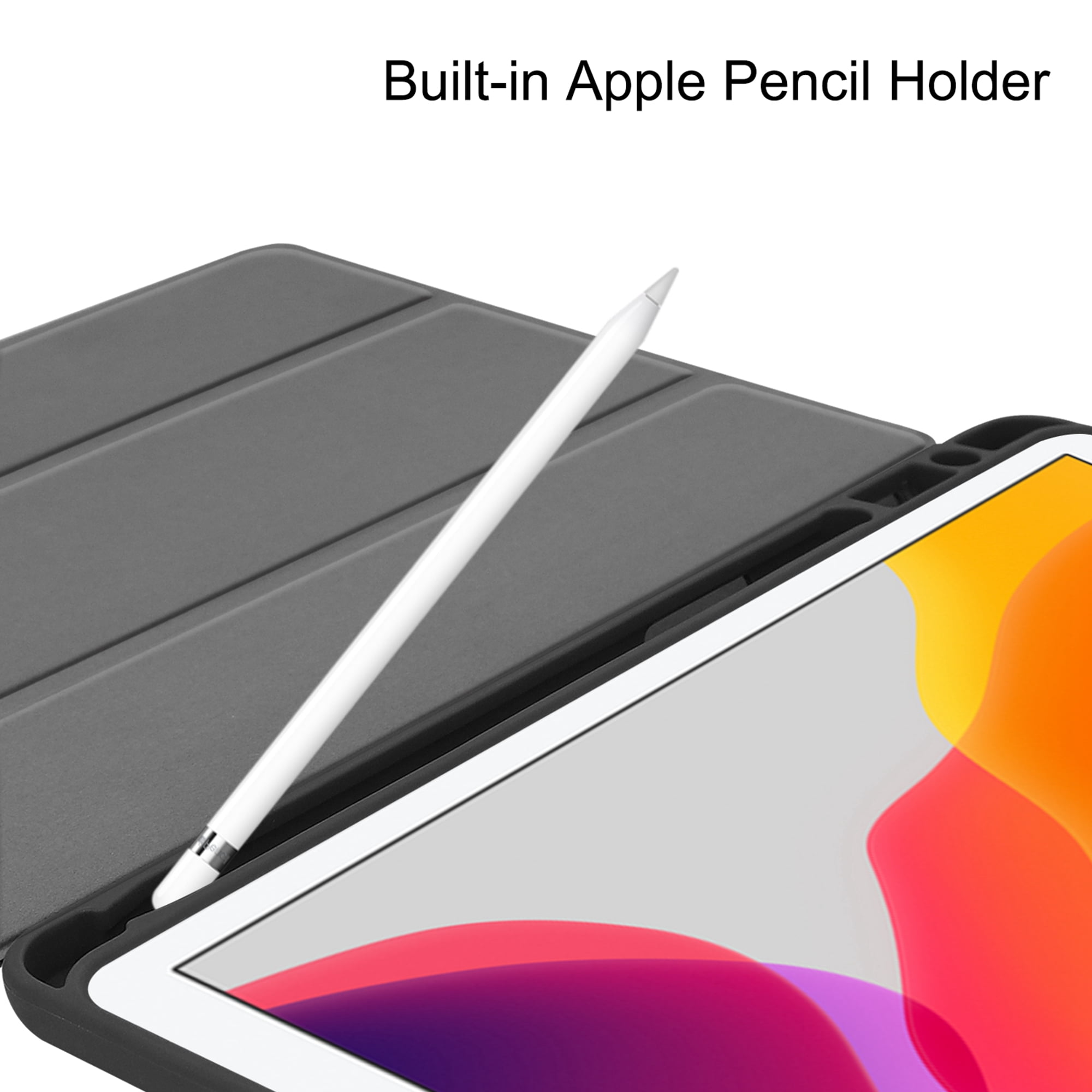 Dteck iPad 10.2 Case with Pencil Holder, iPad 7th Gen Case, Slim Fit PU Leather Trifold Smart Case Auto Wake Sleep, Flexible TPU Matte Back Cover For Apple iPad 7th Generation 10.2'' 2019, Dark Blue