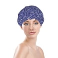 thumbnail image 2 of Blue Glitter lightning J Shower Cap, Reusable Bath Hair Hat for all Hair Lengths Hair Cover with Elastic Band Double Waterproof Layers Bathing Hat, 2 of 5
