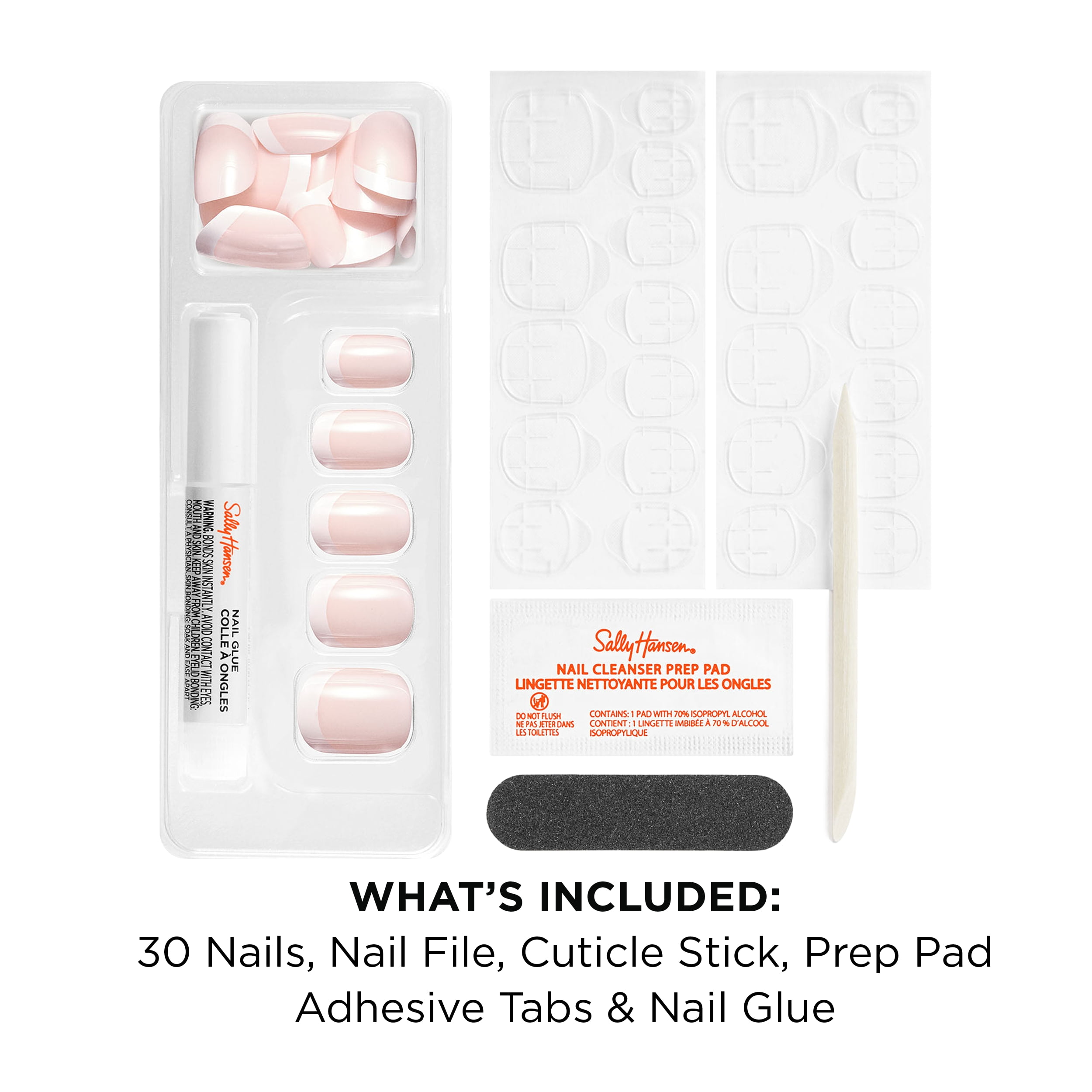 Sally Hansen Perfect Press-On Nails, Short'Ease, Short 'N' Chic, Non-Damaging, Easy to Apply