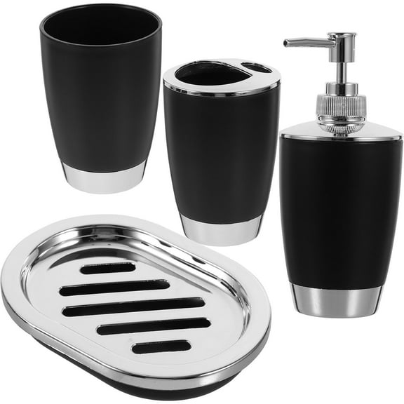 CTIRCHIU 4-Piece Bathroom Accessories Set with Toothbrush Holder, , Material for Organized Tidy Space