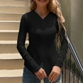 thumbnail image 2 of Htigea Women's Ribbed Knit Sweater Criss Cross Front Long Sleeve Slim Fit Pullover Tops Elegant Party Going Out Blouse Black S, 2 of 6
