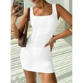 thumbnail image 3 of FEORJGP Women's Knitted Bodycon Dress Ladies Mini Tank Dress Summer Sleeveless Dating Dress Tight Fitted Square Neck Solid Color Casual Dress Streetwear for Party Club, 3 of 8