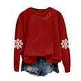 thumbnail image 4 of larppty Christmas Sweatshirt Women Christmas Xmas Snowflake Print Sweater Long Sleeve Shirts Holiday Pullover Tops （Red, XL）, 4 of 5