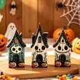 thumbnail image 4 of Cififendec 3Pcs Halloween Haunted 2D Tabletop Signs, 5", Wooden Skull Face Pumpkin Cabin Cutouts for Tiered Tray Styling, Fall Themed Party Layout, 4 of 6