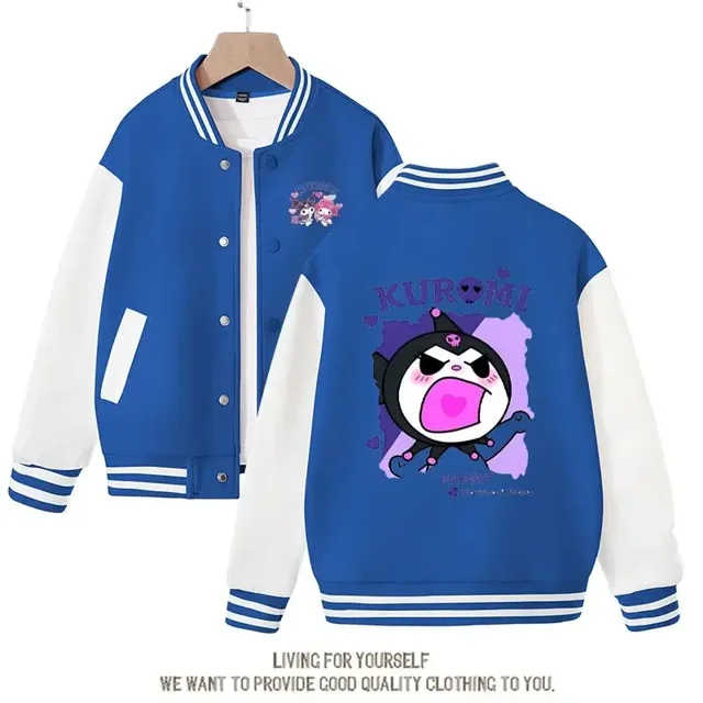 Sanrios Kuromi-Chaqueta de uniforme de béisbol para niño y niña, abrigo informal de manga larga con estampado Kawaii, ropa de regalo