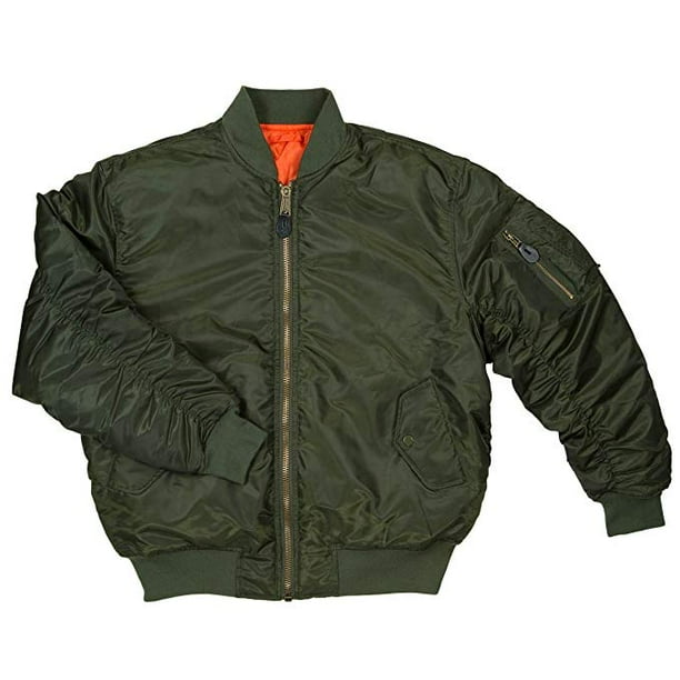 Men's MA-1 Flight Bomber Pilot Jacket-MA1-Olv-Sml - Walmart.com ...