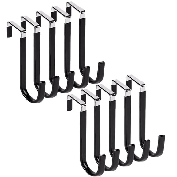 10 Pack Metal Over Door Hooks With Soft Rubber Surface, Heavy Duty Organizer Over The Door Hangers for Clothes, Umbrellas, Bag, Towels, Hats