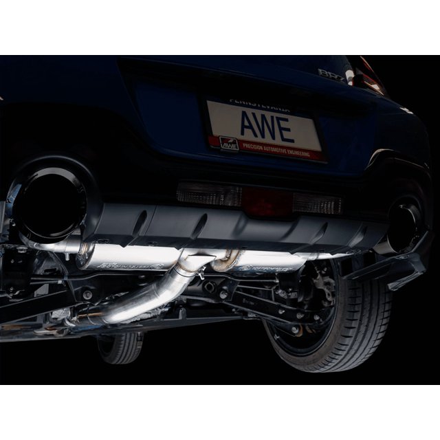 AWE Tuning Exhaust System Kit 3015-33486 Touring Edition Cat-Back System; Stainless Steel; Without Muffler; Single Exhaust With Dual Outlet; Rear Exit; 5 Inch Diamond Black Tips