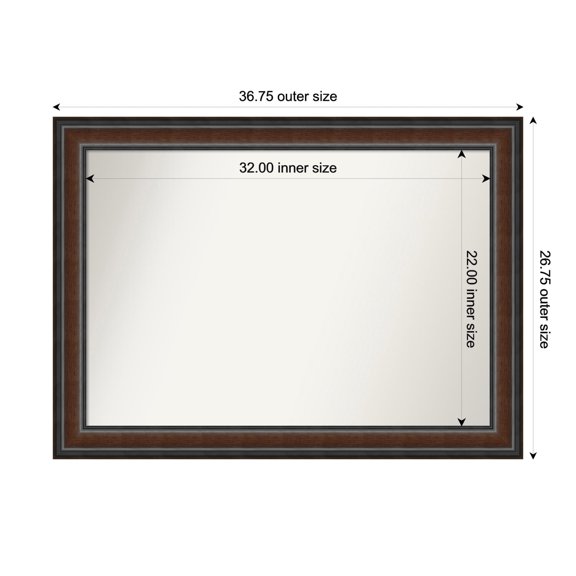 Amanti Art Custom Wall and Bathroom Mirror (26.75 x 36.75 in.), Cyprus Walnut Frame