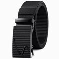 thumbnail image 2 of Men Nylon Canvas Automatic Buckle Belt, Quick Release Tactical Webbing Belt Outdoor Casual Adjustable Waist Strap for Jeans Pants Black, 2 of 5
