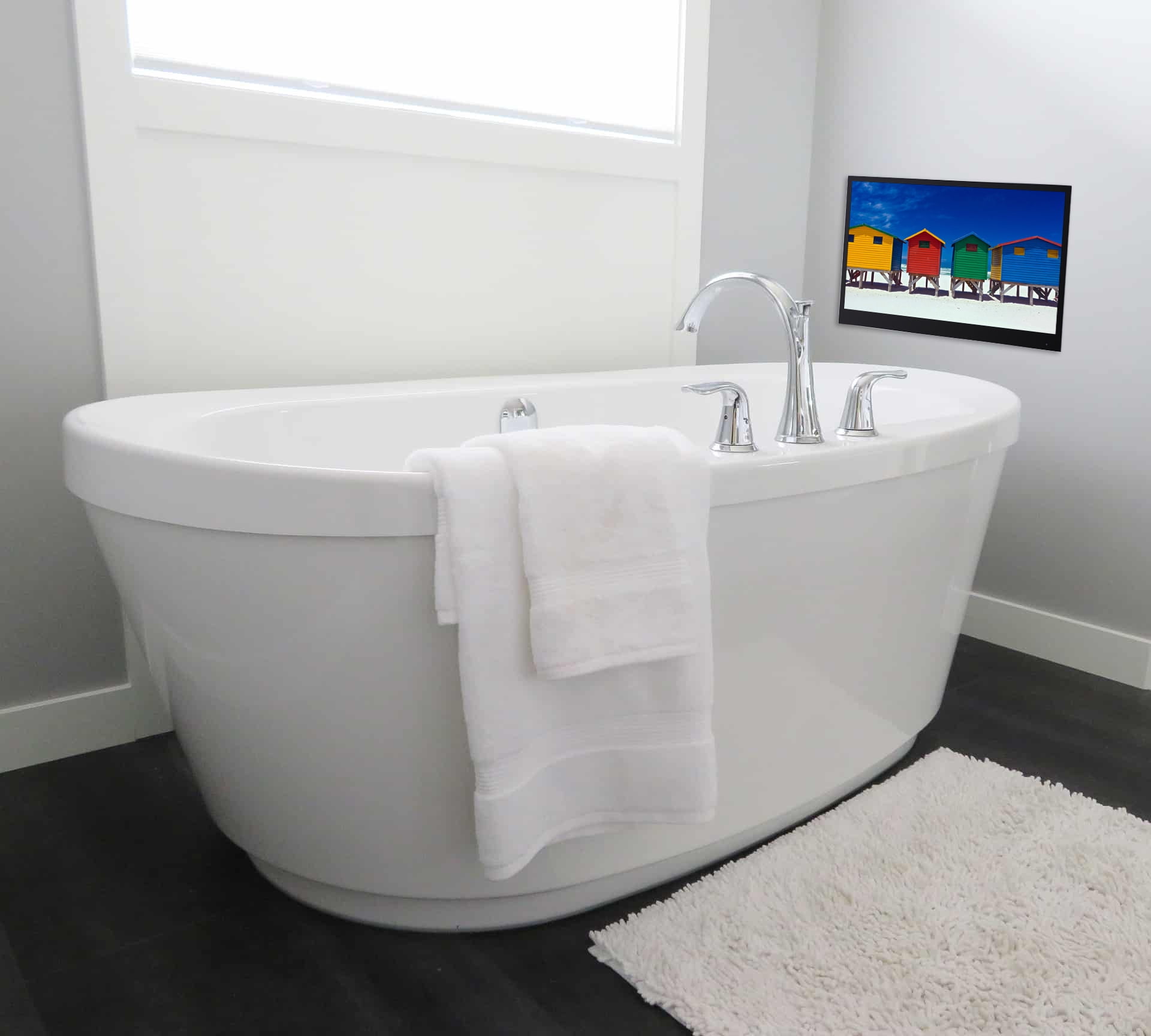 Elecsung 22 inches Smart Black Color LED TV Waterproof Bathroom Television IP66 Shower TV ATSC Tuner WiFi & Bluetooth 2024