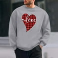 thumbnail image 2 of Hxshgdsn Mens Valentine Sweatshirts Heart Printed Pullover Trendy Graphic Crew Neck Shirt Funny Holiday Gray 2 3Xl, 2 of 6